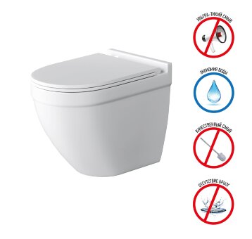 Унитаз подвесной Grossman Торнадо GR-4483SQ Безободковый с тонкой крышкой, 1 место Унитаз подвесной Grossman Торнадо GR-4483SQ Безободковый с тонкой крышкой, 1 место