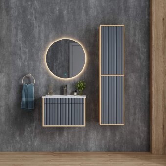 Тумба подвесная 60 см Onika Дайлер 106151 графит-дуб сонома матовый под умывальник Бергамо Нова Тумба подвесная 60 см Onika Дайлер 106151 графит-дуб сонома матовый под умывальник Бергамо Нова