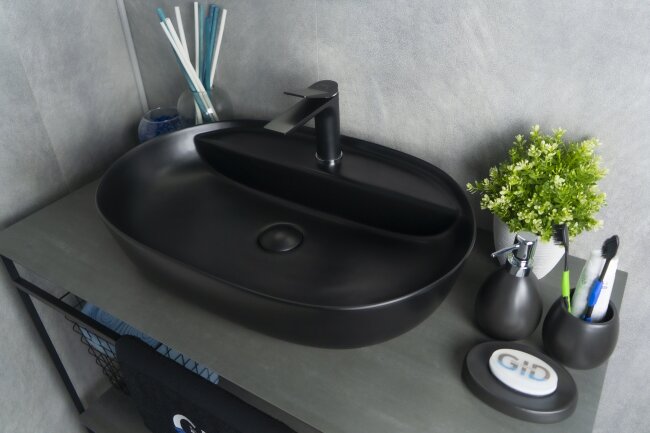 Раковина Gid Bm1346 53345 накладная черная матовая 61x41x14 Раковина Gid Bm1346 53345 накладная черная матовая 61x41x14