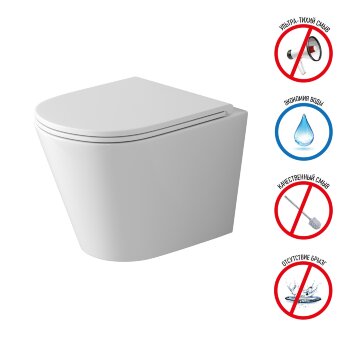 Унитаз подвесной Grossman Торнадо GR-4478SQ Безободковый с тонкой крышкой, 1 место Унитаз подвесной Grossman Торнадо GR-4478SQ Безободковый с тонкой крышкой, 1 место