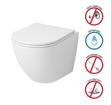 Унитаз подвесной Grossman Торнадо GR-4455SQ Безободковый с тонкой крышкой, 1 место Унитаз подвесной Grossman Торнадо GR-4455SQ Безободковый с тонкой крышкой, 1 место