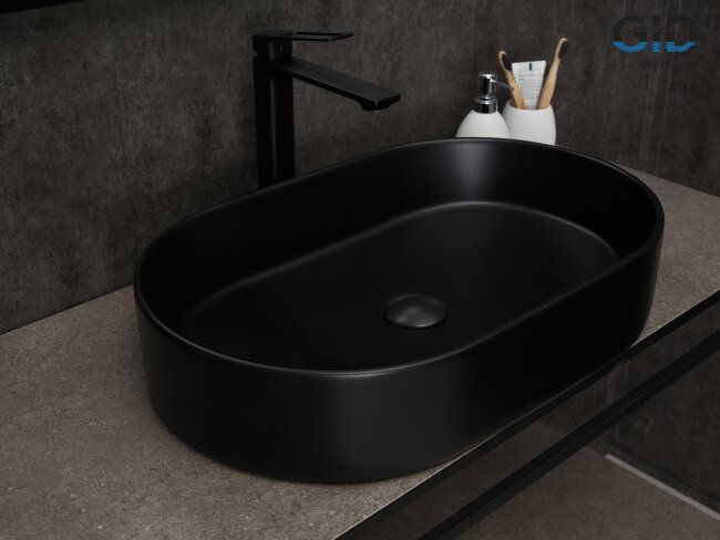 Раковина Gid Bm1479 53354 накладная черная матовая 61x38.5x12 Раковина Gid Bm1479 53354 накладная черная матовая 61x38.5x12