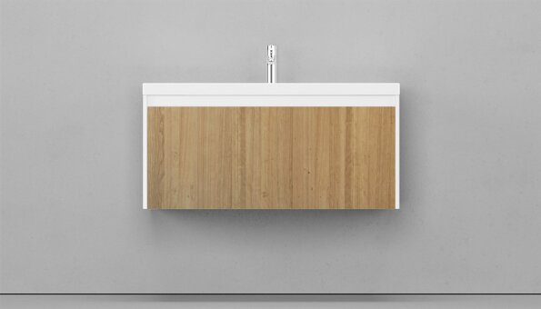 Тумба подвесная VELVEX Klaufs 100.1Y шатанэ-белый с раковиной Kirovit ФОСТЕР 100