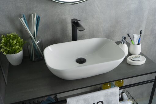 Раковина Gid N9447 51157 накладная белая 51x34x13