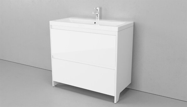 Тумба напольная VELVEX Klaufs 90.2Y белый с раковиной Cersanit COMO 90