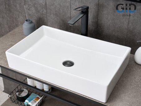 Раковина Gid N9496 51228 накладная белая 60.5x37x11