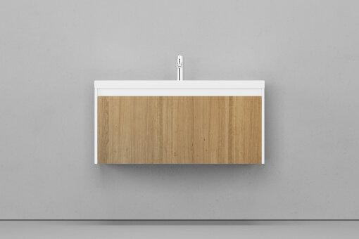 Тумба подвесная VELVEX Klaufs 100.1Y.NEW шатанэ белый с раковиной Velvex Mario 100