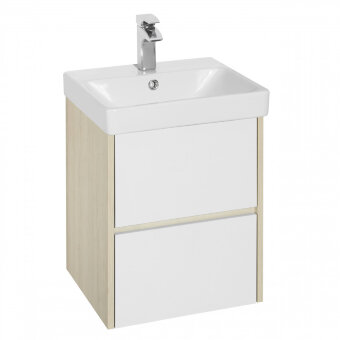 Тумба СКАНДИ 45, подвесная, белая, дуб верона (под раковину АДРИАНА 45)