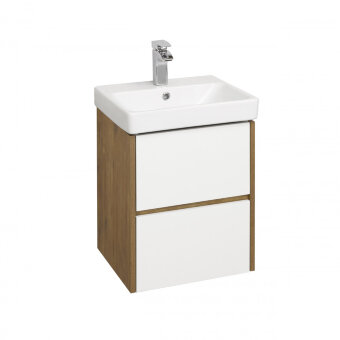 Тумба СКАНДИ 45, подвесная, белая, дуб рустикальный (под раковину АДРИАНА 45)