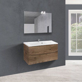 База под раковину Mia 900 подвесная, 2 выкатных ящика soft close, V.Oak