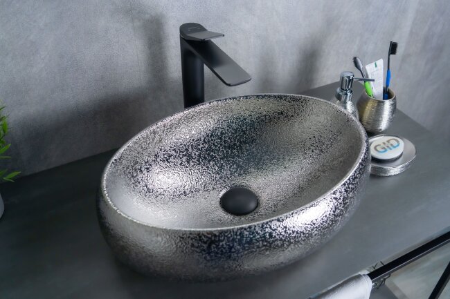 Раковина Gid 9030s 52235 накладная хром 48x34x15