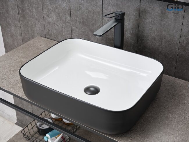 Раковина Gid Nc366 52205 накладная белая / черная 50x39x13 Раковина Gid Nc366 52205 накладная белая / черная 50x39x13