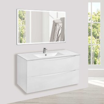 База под керамическую раковину Mia 1000 подвесная, 2 выкатных ящика soft close, G.White