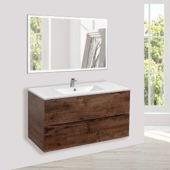 База под керамическую раковину Mia 1000 подвесная, 2 выкатных ящика soft close, R.Wood