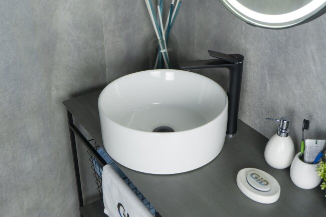 Раковина Gid N9011 51105 накладная белая 40x40x15