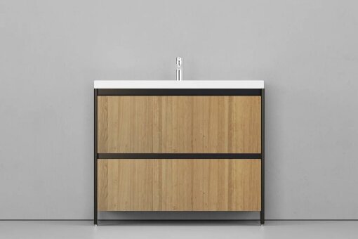 Тумба напольная VELVEX Klaufs 100.2Y шатанэ-черный с раковиной Velvex Mario 100