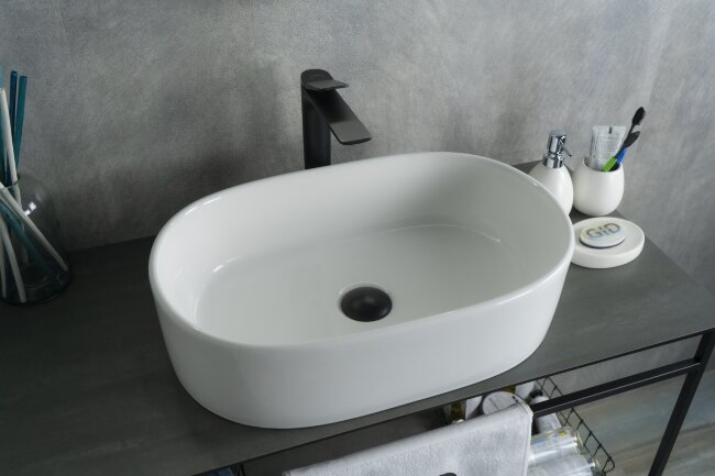 Раковина Gid N9025 51111 накладная белая 56x35x14