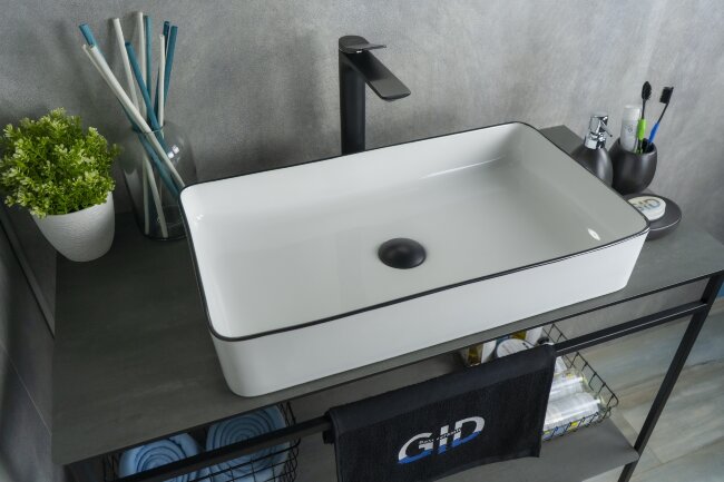 Раковина Gid Nc9399 52225 накладная белая / черная 60x34x11 Раковина Gid Nc9399 52225 накладная белая / черная 60x34x11
