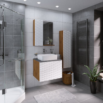 Зеркальный шкаф GROSSMAN АЛЬБА 65 веллингтон/белый левый