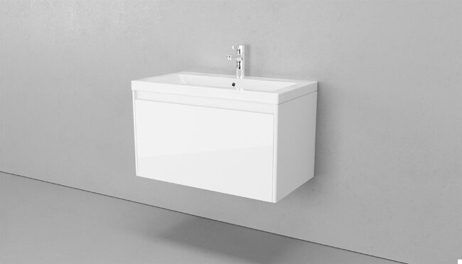 Тумба подвесная VELVEX Klaufs 80.1Y-616.216 с раковиной Cersanit COMO 80