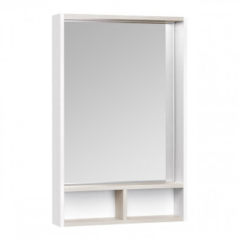 Зеркальный шкаф ЙОРК 55, белый, ясень фабрик