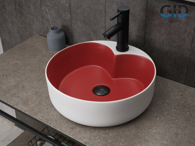 Раковина Gid N9013LS 52237 накладная красная матовая / белый графит 40x40x13 Раковина Gid N9013LS 52237 накладная красная матовая / белый графит 40x40x13