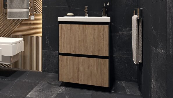 Тумба подвесная VELVEX Klaufs 60.2Y-617.217 с раковиной Cersanit COMO 60