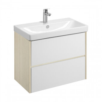 Тумба СКАНДИ 80, универс., 2ящ., белый/дуб верона (под раковину АДРИАНА 80)