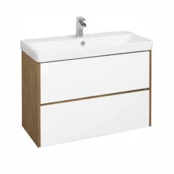 Тумба СКАНДИ 90, белая, дуб рустикальный (под раковину АДРИАНА 90)