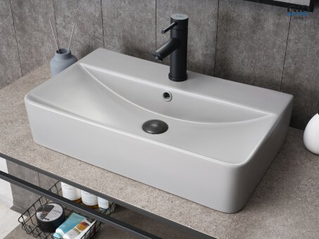 Раковина Gid Gm1344 52236 накладная серая матовая 61x35.5x14