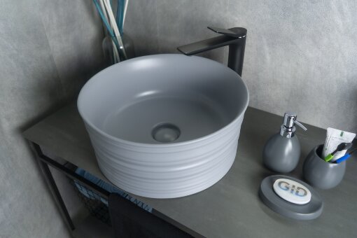 Раковина Gid Gm969 53335 накладная серая матовая 41x41x18