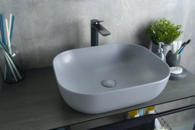 Раковина Gid Gm1302 53336 накладная серая матовая 50x40x14 Раковина Gid Gm1302 53336 накладная серая матовая 50x40x14