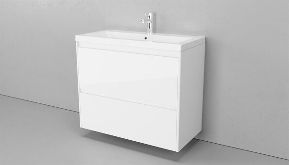 Тумба подвесная VELVEX Klaufs 90.2Y белая с раковиной Paola Mario 90