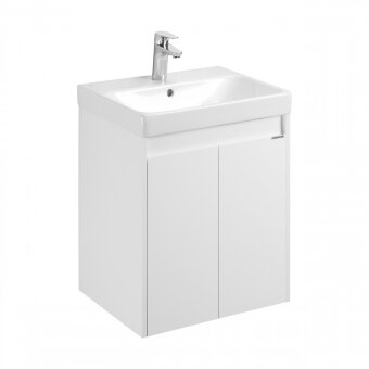 Тумба СКАНДИ DOORS 55, универс., 2 дв., белый глянец/белый матовый (под раковину АДРИАНА 55)