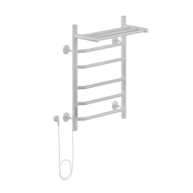 Полотенцесушитель Электрич.кабельный Ника WAY-3 60/40 с полкой RAL9016 белый матовый левый тэн
