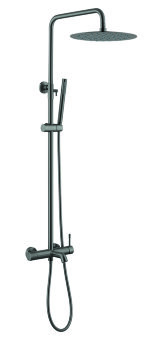Стойка для душа со смесителем , Uno Gun Metall, верхний душ латунь