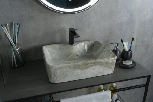 Раковина Gid Mnc605 54460 накладная под камень глянцевая 48x37x13