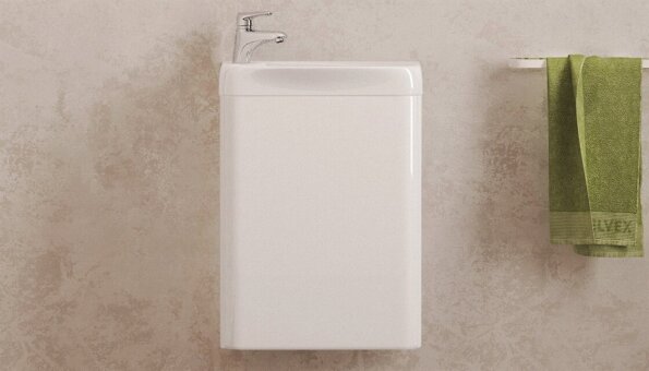 Тумба подвесная VELVEX Bio 40 белая с раковиной VELVEX Bio 40