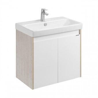 Тумба СКАНДИ DOORS 70, универс., 2 дв., белый глянец/дуб верона (под раковину АДРИАНА 70)