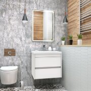 FAMILY База под раковину подвесная с двумя выкатными ящиками, Bianco Lucido, 580x480x550, Family-580-2C-SO-BL