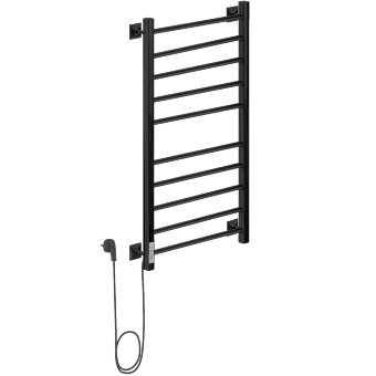 Полотенцесушитель Электрич.кабельный Ника STEP-3 100/50 RAL9005 черный матовый левый тэн