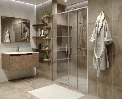 Дверь душевая раздвижная 140x190 GROSSMAN GR-D140Fl профиль хром стекло прозрачное 6 мм Дверь душевая раздвижная 140x190 GROSSMAN GR-D140Fl профиль хром стекло прозрачное 6 мм