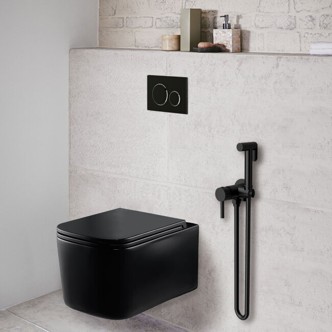 Гигиенический душ VHFW-101MB из латуни в комплекте со смесителем, черный