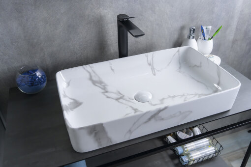 Раковина Gid Mnc396C 54476 накладная под камень глянцевая 60x34x11