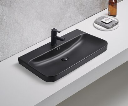 Раковина Gid Bm9580s 72211 встраиваемая сверху черная матовая 81x46.5x16.5