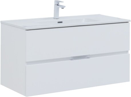 Тумба под раковину Aquanet Алвита New 100 2 ящика, белый матовый