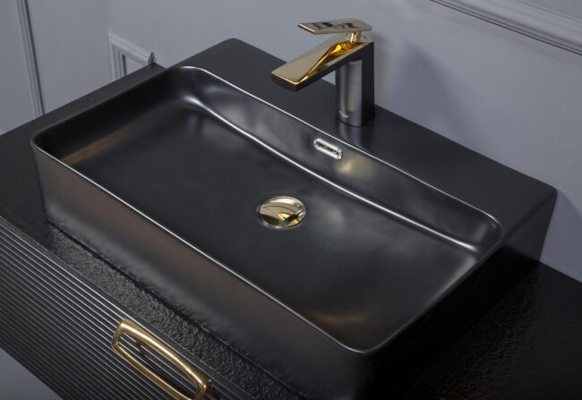 Раковина керамика прямоугольная под смеситель Черная VALLESSI Раковина керамика прямоугольная под смеситель Черная VALLESSI