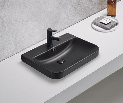 Раковина Gid Bm9560s 72210 встраиваемая сверху черная матовая 61x46.5x16