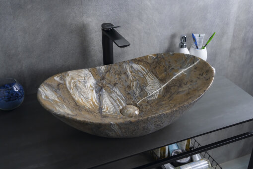 Раковина Gid Mnc811T 54477 накладная под камень глянцевая 61x37x15