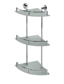 Полочка стеклянная угловая тройная 27 см BEMETA OMEGA хром